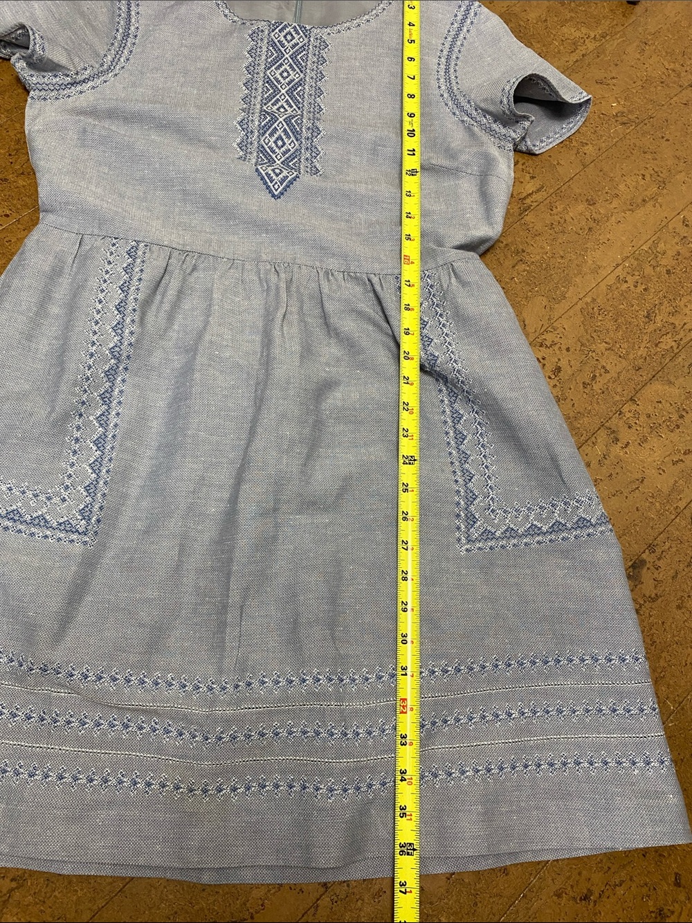 Madewell Embroidered Women Short-Sleeve Dress in Light Blue Size 10 - Picture 13 of 14